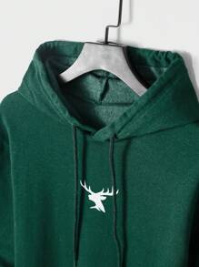 EURMUSE Men Deer Print Drawstring Sweatshirt & Sweatpants - Green - View 5