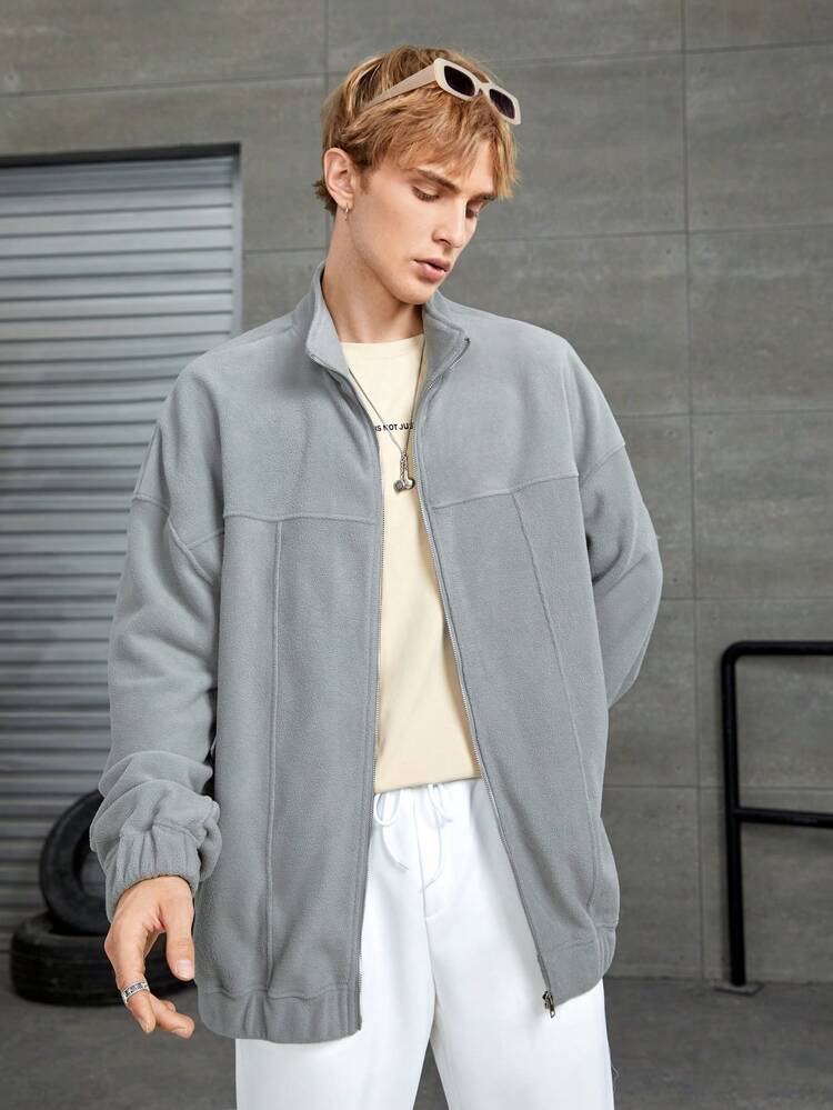 Oversized Men's Zip Up Drop Shoulder Jacket