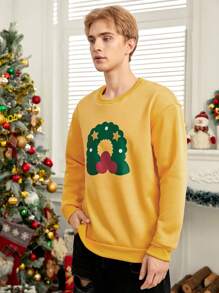 Manfinity EZcore Men Christmas Print Sweatshirt - Yellow - View 6
