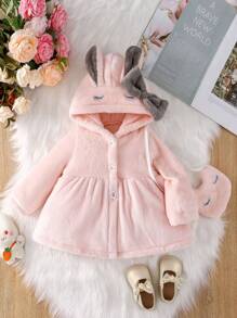 女嬰3D耳朵設計連帽外套和包 - 粉色 - 查看 1