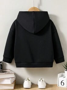 SHEIN Young Boy Cute & Comfortable Funny Bear Pattern Sweatshirt - Black - View 2