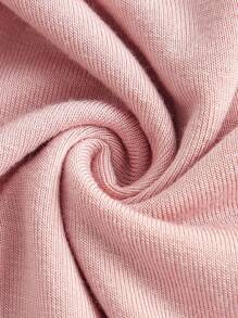 SHEIN EZwear Women's Solid Color Square Neck Short Sleeve Fitted Knit Dress - Dusty Pink - View 4