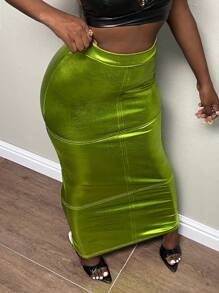 Slaydiva 高腰包臀半身裙 - 綠色 - 查看 6