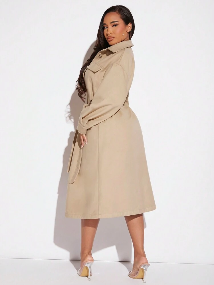 Flap Pocket Drop Shoulder Overcoat