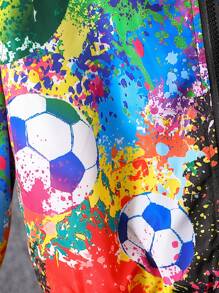 Tween Boy Splash Ink Print Hooded Jacket Without Tee - Multicolor - View 6