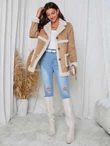 RELISH NOLESS Dual Pocket Teddy Lined Coat - Camel - View 6