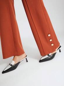 MOTF PREMIUM TWO-TONE HORSEBIT HEELED MULES - Black - View 10