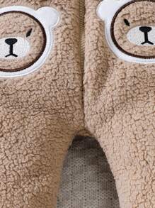 女嬰熊刺繡 3D 耳朵設計連帽泰迪連身褲 - 彩色 - 查看 7