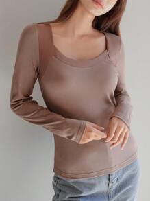 DAZY Two Tone Scoop Neck Tee Pajama