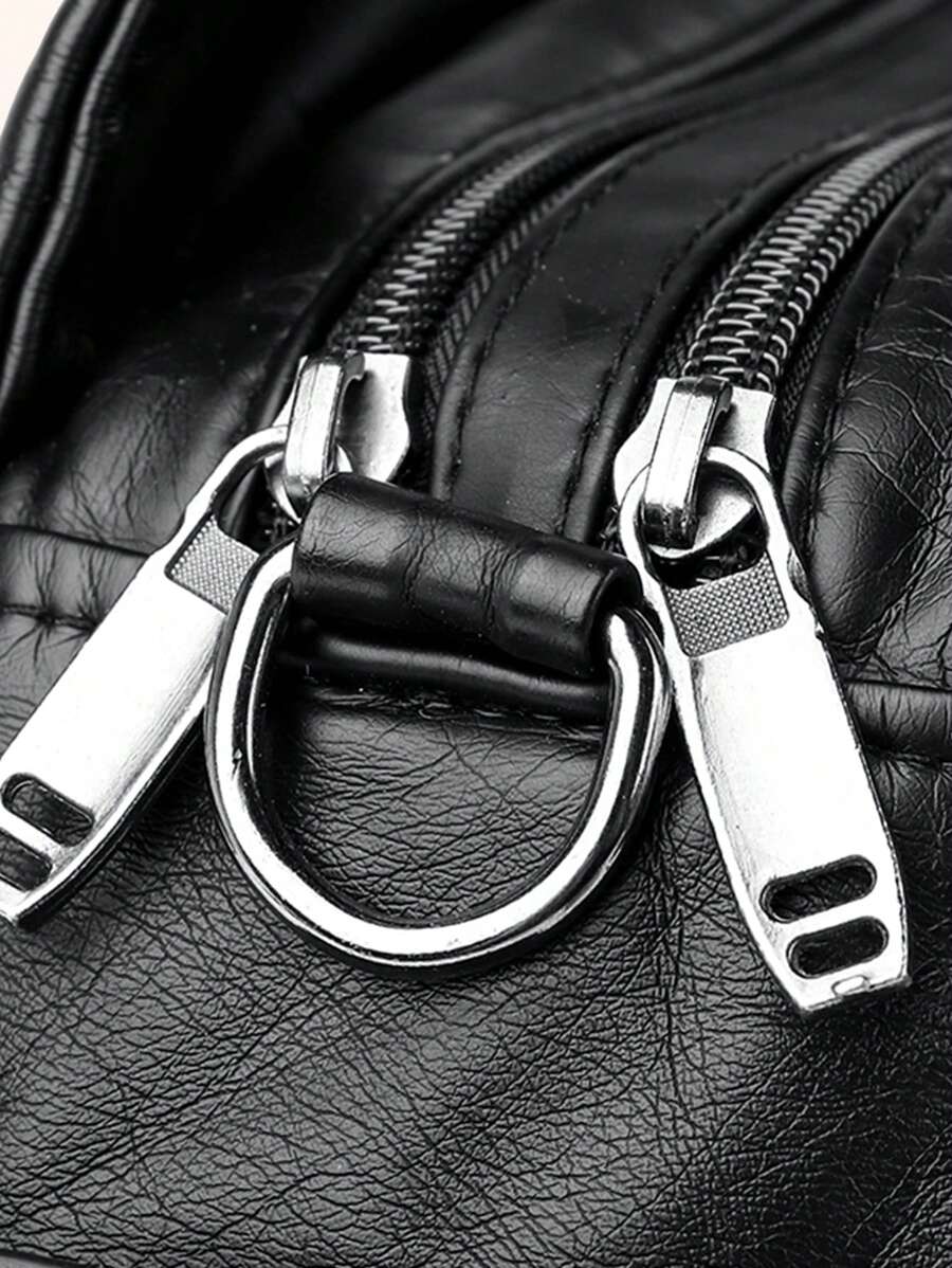 ROMWE Grunge Punk Medium Shoulder Bag Punk Minimalist Zipper For Work