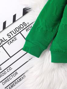 SHEIN Young Boy Dinosaur Embossed Sweatshirt & Sweatpants - Green - View 4