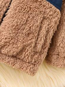 Baby Boy Two Tone Hooded Teddy Coat - Multicolor - View 4