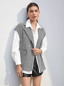 BizChic 千鳥格印花雙排釦外套馬甲 - 彩色 - 查看 3