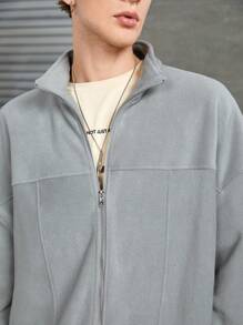 Manfinity Hypemode Oversized Men's Zip Up Drop Shoulder Jacket - Grey - View 6
