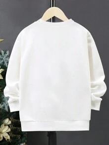 Cậu bé Tween 1 Miếng In Giáng sinh Áo nỉ - trắng - Xem 2