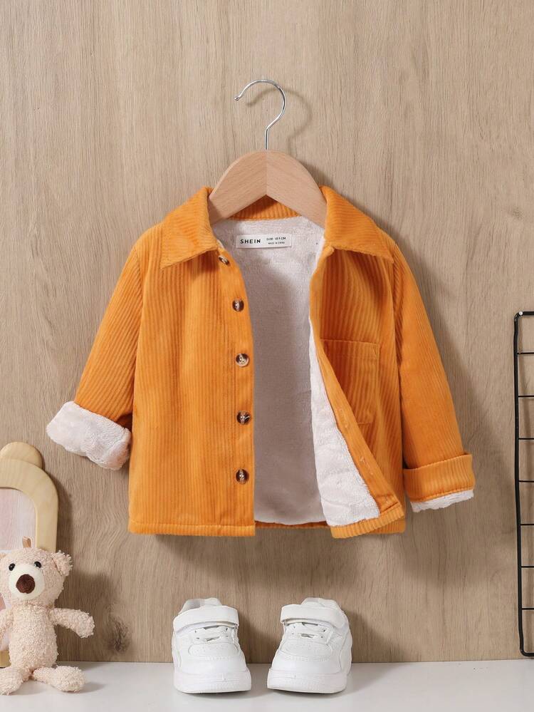 Baby Boy Letter Graphic Button Front Thermal Top