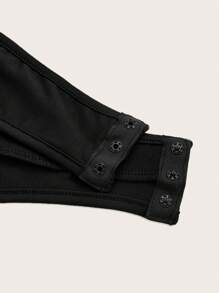 Sweetina 深V領露背連體衣和荷葉邊垂墜半身裙 - 黑色 - 查看 7