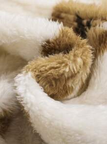 SHEIN Leap Crew 女大童小熊印花前繫帶法蘭絨睡衣套裝 - 白色 - 查看 3