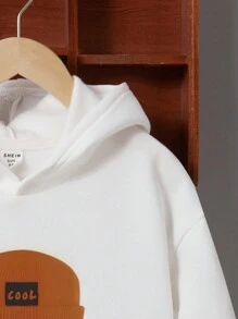 SHEIN 青少年男孩字母图案保暖内衬卫衣 - 白色 - 查看 4