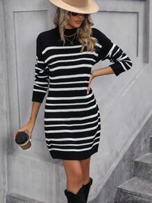 SHEIN Clasi Vestido A Rayas Blanco Y Negro - Multicolor - Ver 7