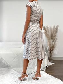 RueChic Váy sơ mi sọc in thắt lưng - Nhiều màu - Xem 2
