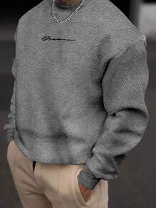 Manfinity Homme Men Letter Graphic Sweatshirt - Grey - View 1