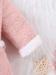 腰帶 前紐扣撞色嬰童（女）外套