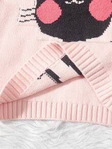 SHEIN Cô Gái Trẻ Hình con mèo Áo len & Quần dệt kim - Hồng - Xem 6