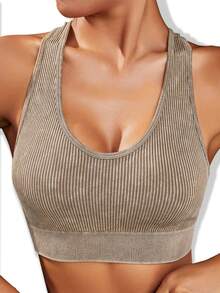 SHEIN Daily&Casual Seamless High Stretch Sports Tank Top - Bronze - View 4