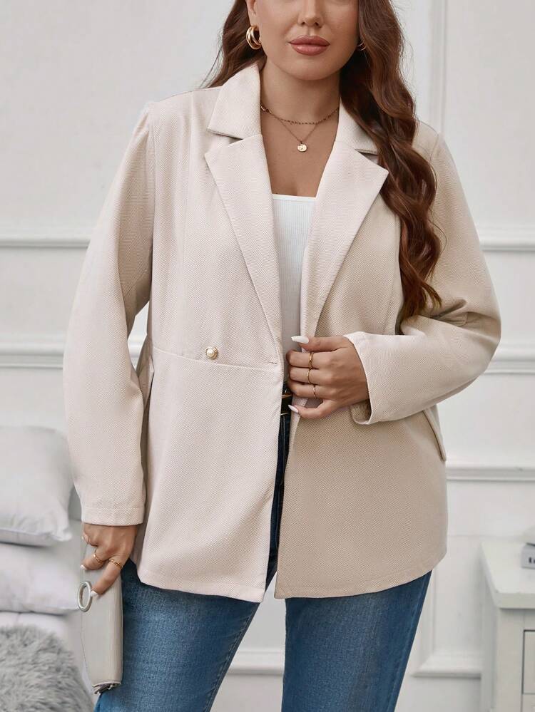 Plus Lapel Neck Double Button Overcoat