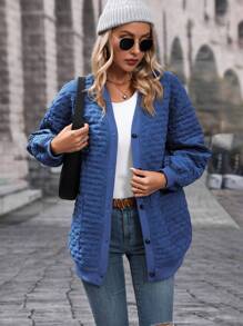 EMERY ROSE Dual Pocket Drop Shoulder Quilted Padded Coat Clothes Winter