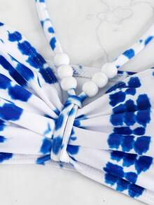 Tie Dye Halter Tie Side Bikini Set - Multicolor - View 3