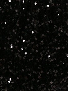 SHEIN 女小童拼接毛邊下擺亮片半身裙 - 黑色 - 查看 4