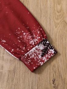SHEIN Tween Girl Christmas Print Sweatshirt - Red - View 6