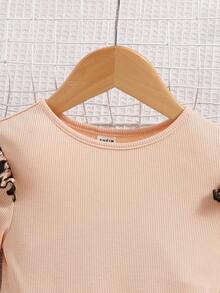 Váy viền bèo in họa tiết da báo cho cô gái trẻ - Màu Khaki - Xem 3