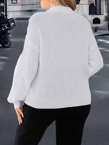 Celure Jersey de hombros caídos con detalle de diamantes de imitación - Blanco - Ver 2