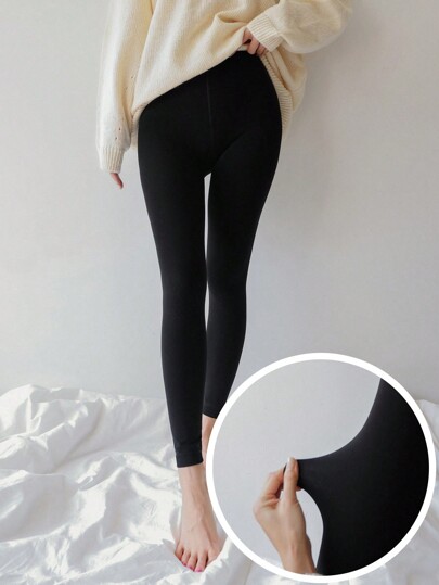 DAZY Solid Thermal Lined Leggings,Fleece Lined Fall,Winter