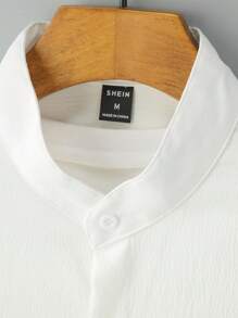 Manfinity Homme Men Roll Tab Sleeve Patched Pocket Shirt Without Tee - White - View 4