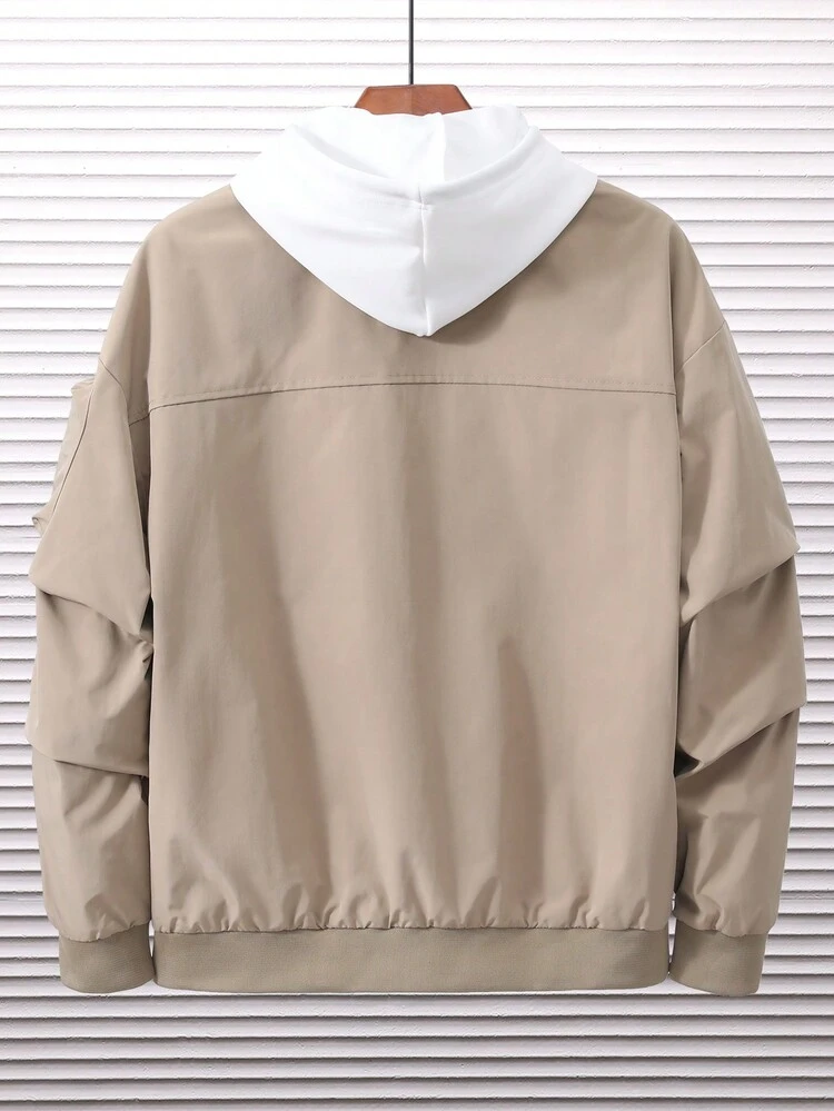 Loose Fit Men's Zipper Jacket Without Hoodie