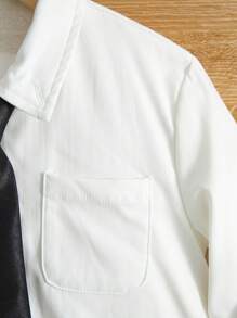 SHEIN Young Boy Patched Pocket Shirt - White - View 6