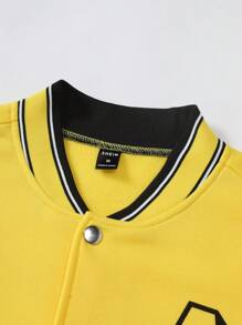 Manfinity LEGND 男士寬鬆字母圖案運動夾克,帶有條紋修飾和散肩設計,無帽款 - 彩色 - 查看 4