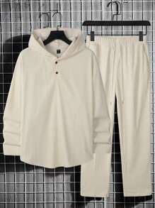 Claim Dot 男士寬鬆連帽下垂肩運動衫和長褲套裝