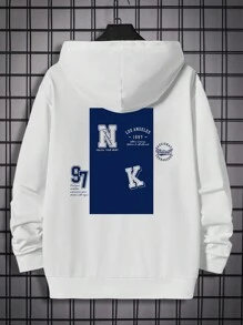 RueChic Men Slogan Graphic Drawstring Hoodie - White - View 2