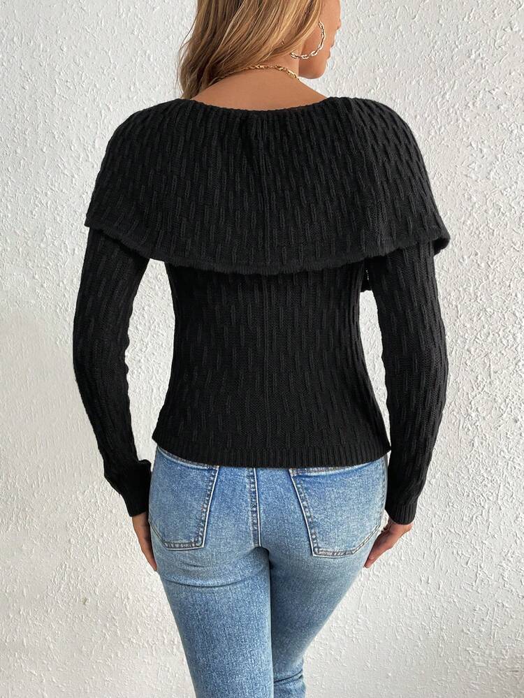 Solid Ribbed Knit Pullover Fall Winter Sweater