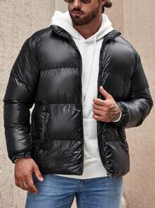 Manfinity Homme Men Zip Up Padded Coat For Winter - Black - View 2