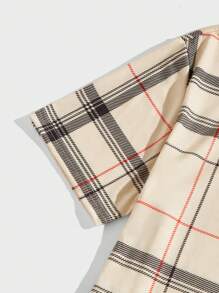 Manfinity BRENVOR 男士格紋印花polo衫領口卡其休閒polo衫，適合作為男友禮物 - 彩色 - 查看 3