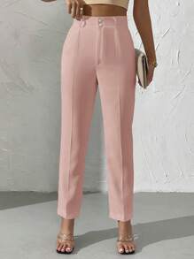 SHEIN Privé Cao eo Túi nghiêng Quần tây - Hồng - Xem 6