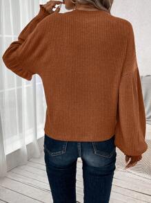 SHEIN LUNE Chất rắn Áo thun Thả vai - màu nâu - Xem 2