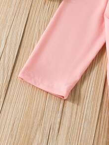 SHEIN 女孩人像圖案T恤 - 粉色 - 查看 6