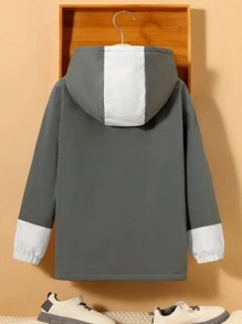 SHEIN Cậu bé Tween Khối màu Lót nhiệt Áo trùm đầu - Nhiều màu - Xem 2